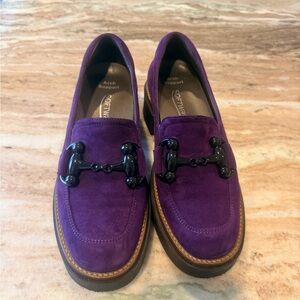 Softwares Purple Suede Loafers with Black Detailing